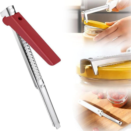 Adjustable Jar Opener for Weak Hands & Seniors - Stainless Steel Can Opener with Comfort Grip, Multifunctional Bottle & Lid Opener for Kitchen, Arthritis Friendly (red)