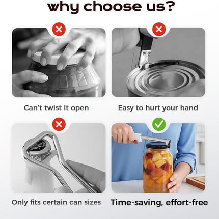 Adjustable Jar Opener for Weak Hands & Seniors - Stainless Steel Can Opener with Comfort Grip, Multifunctional Bottle & Lid Opener for Kitchen, Arthritis Friendly (red)