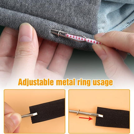 DIY Rope Threader Clip, Metal Easy Pull Drawstring Threader Tool with Tweezer Sewing Tool for Drawstring Replacement for Hoodies, Pants, Shorts, Sewing Supplies Accessories (2)