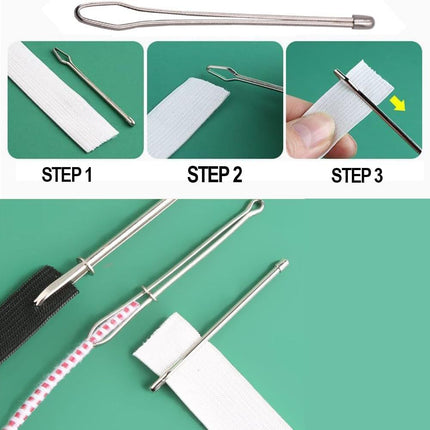DIY Rope Threader Clip, Metal Easy Pull Drawstring Threader Tool with Tweezer Sewing Tool for Drawstring Replacement for Hoodies, Pants, Shorts, Sewing Supplies Accessories (2)