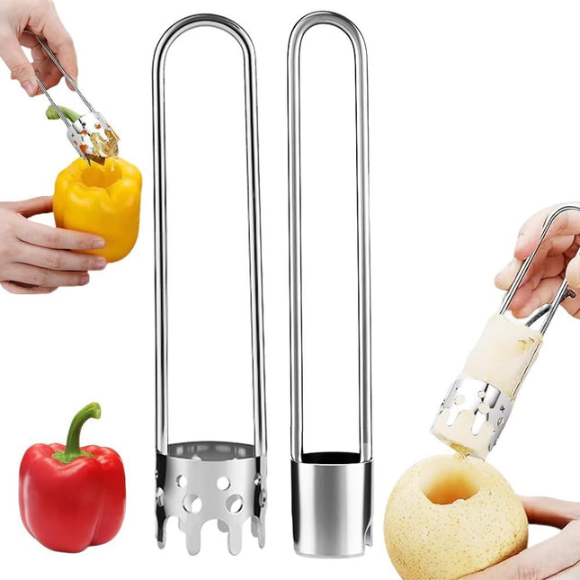 Apple Corer Tool 2PCS Stainless Steel Fruit & Vegetable Corers for Red Bell Peppers Apples Pears