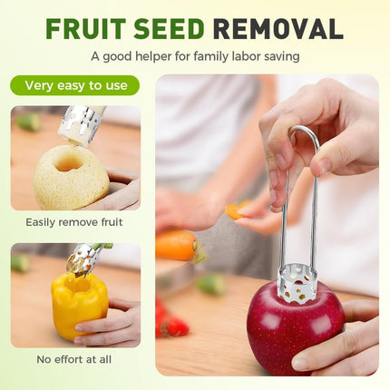 Apple Corer Tool, 2PCS Stainless Steel Fruit & Vegetable Corers for Red Bell Peppers, Apples, Pears - Easy Clean Kitchen Gadget (silver)
