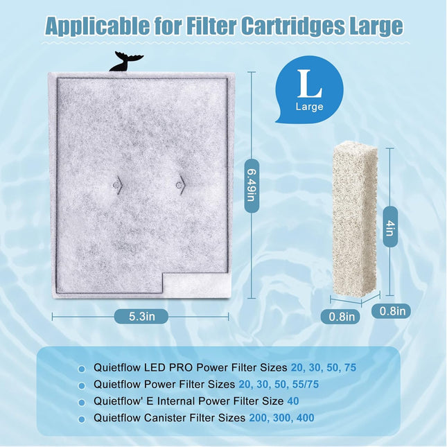 12pcs Large Filters Cartridges Plus 8pcs Ammonia Reducer Filter Pads for Aqueon QuietFlow Power – product detail