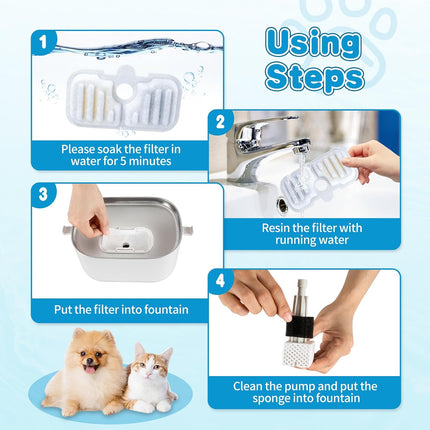 18 Set Cat Water Fountain Filter Replacement Compatible with PETLIBRO Dockstream Cat Water Fountain PLWF005/PLWF105/PLWF115
