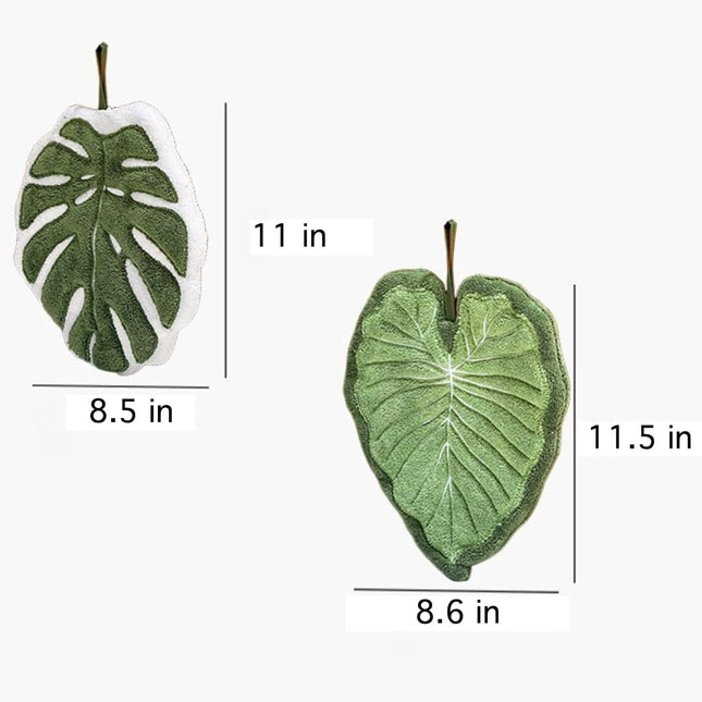 2 Pcs Set Leaf Design Coral Fleece Hand Towel Soft Absorbent Towel for Kitchen Bathroom and Countertop – product detail