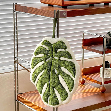 2 Pcs Set Leaf Design Coral Fleece Hand Towel Soft Absorbent Towel for Kitchen, Bathroom, and Countertop Decor