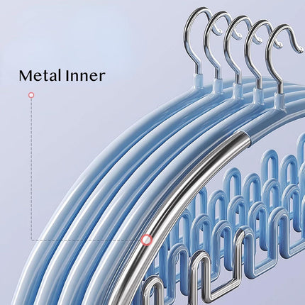 5 Pack Wave Hangers with Hooks for Bras Lingerie Cami Tops, Space-Saving Storage Multi-Functional Closet Organizer Hook (Blue,5)