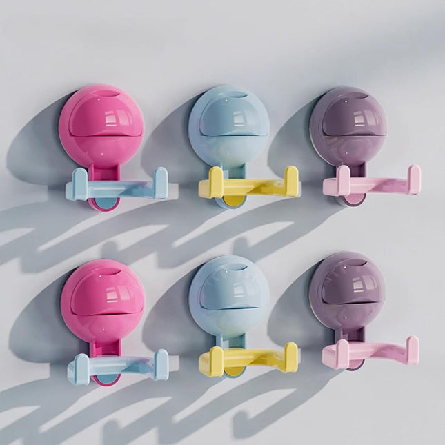 No-Trace No-Drill Vacuum Suction Cup Hook for Kitchen Bathroom 3/6 Pack Colorful Dual-Head Door Back Towel