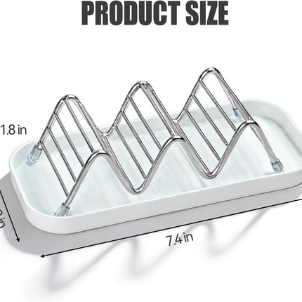 Shower Soap Shampoo Bar Holder, Stainless Steel Self Draining Bathroom Soap Dish Holder with Water Tray, Shower Caddy for Shampoo Bars, Conditioner Bars & Soap (7.4"×3.2")