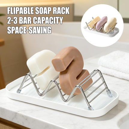 Shower Soap Shampoo Bar Holder, Stainless Steel Self Draining Bathroom Soap Dish Holder with Water Tray, Shower Caddy for Shampoo Bars, Conditioner Bars & Soap (7.4"×3.2")