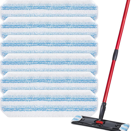 6 Pack H2prO Mop Pads Compatible with O Ceda H2PrO Flat Mop System, 100% Microfiber Mop Head Replacements, Washable and Reusable for H2prO Mop Refills, White