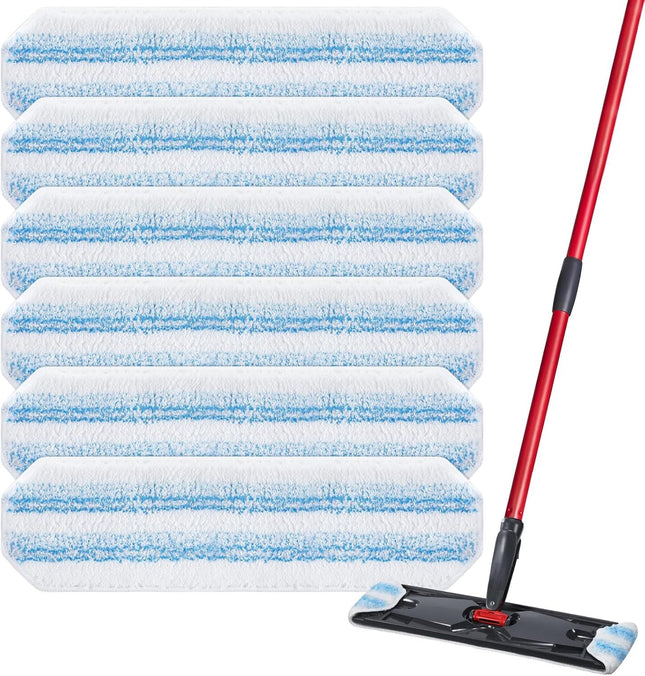 6 Pack H2prO Mop Pads Compatible with O Ceda H2PrO Flat Mop System 100 Percent V1258-DP02-F-921