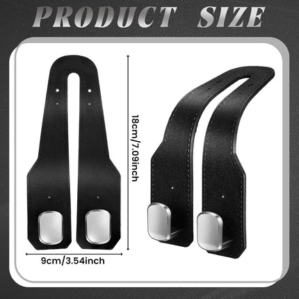 8 Pcs Car Headrest Hooks Purse Holder for Car Seat Headrest Universal Leather Bag Holder with Double Metal Hooks Seat Back Hanger for Handbags Grocery Bags Phones(Black)