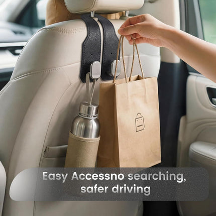 8 Pcs Car Headrest Hooks Purse Holder for Car Seat Headrest Universal Leather Bag Holder with Double Metal Hooks Seat Back Hanger for Handbags Grocery Bags Phones(Black)