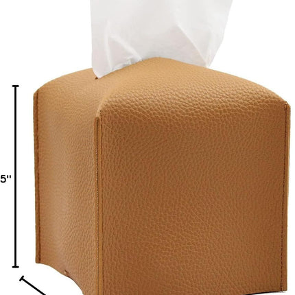 Tissue Box Cover, Modern PU Leather Tissue Box Holder - Decorative Holder/Organizer for Bathroom Vanity Countertop, Night Stands, Office Desk & Car