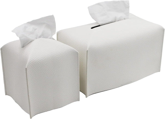 Tissue Box Cover Modern PU Leather Tissue Box V1258-DP02-F-935 in White