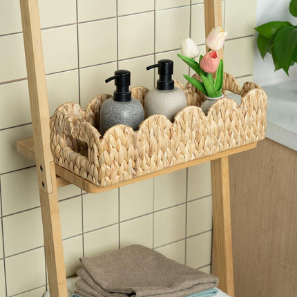 Toilet Tank Basket for Bathroom,Scalloped Edge Wicker Basket for Toilet Paper Storage,Small Baskets for Countertop,Shelves,Living Room,Bedroom,Both Organizer&Decor,Natural Water Hyacinth