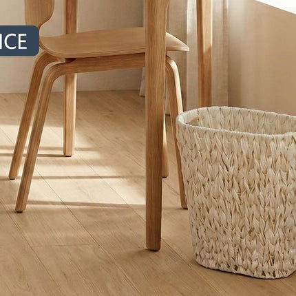 Wicker Trash Can,Bathroom Trash Can,Waterproof Wicker Waste Basket for Bathroom,Narrow Small Waste Basket for Bedroom,Office, Cream White 5 Gallon
