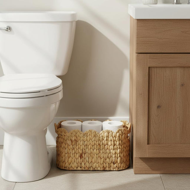 Toilet Paper Storage Basket Scalloped Wicker Basket for Bathroom Organizers and Storage Hand-Woven – product detail