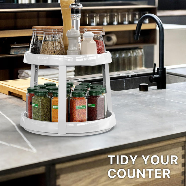 2-Tier Lazy Susan Spice Organizer 10 Diameter White/Gray – product detail