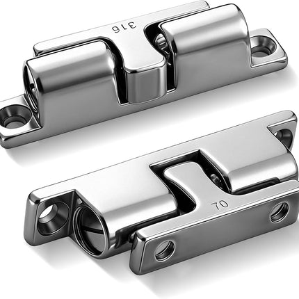 2 Pack Marine Grade 316 Stainless Steel Cabinet Tension Catch 70 mm Double Ball Tension Roller Catch Latch for Ship Hardware, Deck Installation, Cabinet, Closet & Furniture Door