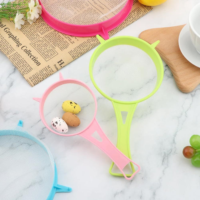4Pcs Fine Mesh Strainer Set Solid-Liquid Separator Gadget Plastic Flour Colander with Non Slip Handles (4 – product detail