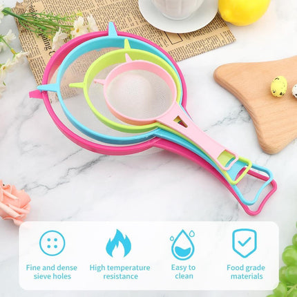 4Pcs Fine Mesh Strainer Set, Solid-Liquid Separator Gadget, Plastic Flour Colander with Non Slip Handles, Kitchen Tools for Yogurt Baking Tea Coffee Juice Pasta(4 Size)