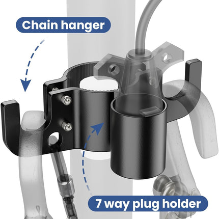 Aluminum Trailer Towing Chain Organizer with 7-Way Plug Holder- Heavy-Duty RV Tongue Jack Accessories
