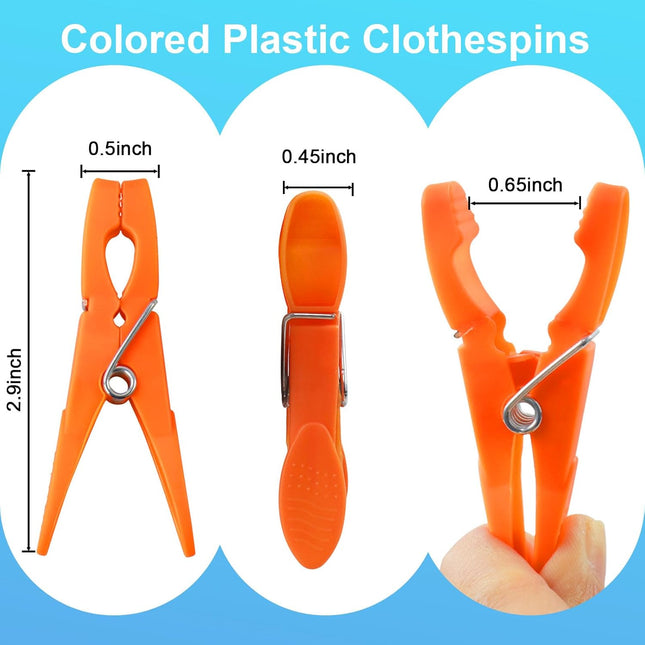 Clothes Pins 48 Pack Colored Plastic Clothespins Clothes Pins Heavy Duty Outdoor Non-Slip Laundry – product detail