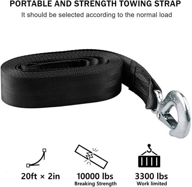 Trailer Winch Strap 2 x 20' with Safety Snap Hook 10000 lbs for Towing Vehicles Boats and Jet Ski – product detail