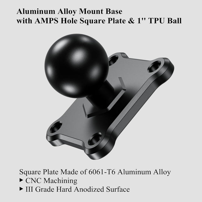 1'' Ball Mount Base with Aluminum Alloy 4-Hole AMPS Square Plate Compatible with RAM Mounts B Size 1 Inch – product detail