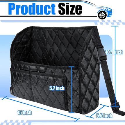 Car Purse Holder Between Seats, Leather Auto Front Seat Handbag Organizer Pocket, Large Capacity Car Net Pocket Handbag Holder, Backseat Barrier Storage Bag Fits for Car, Truck, SUV