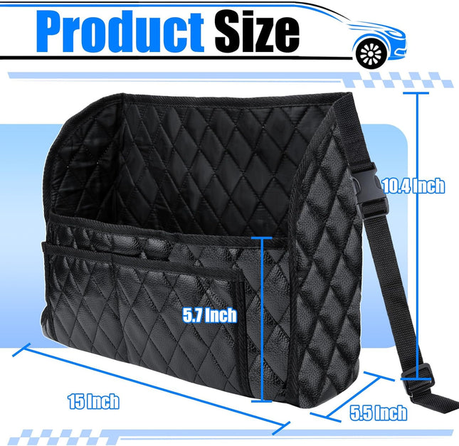 Car Purse Holder Between Seats Leather Auto Front Seat Handbag Organizer Pocket Large Capacity Car – product detail