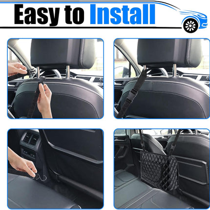 Car Purse Holder Between Seats, Leather Auto Front Seat Handbag Organizer Pocket, Large Capacity Car Net Pocket Handbag Holder, Backseat Barrier Storage Bag Fits for Car, Truck, SUV