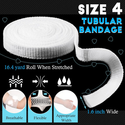 2 Rolls Tubular Bandage Elastic Net Wound Dressing Stretch Dressing Retainer Tubular Elastic Gauze Bandage for Wound Arm, Without The Use of Adhesive Tape (Size 4 for Arm, Leg or Foot)
