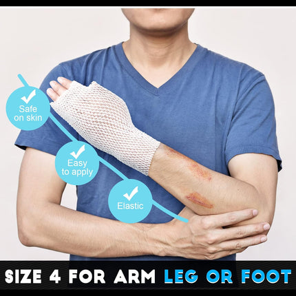 2 Rolls Tubular Bandage Elastic Net Wound Dressing Stretch Dressing Retainer Tubular Elastic Gauze Bandage for Wound Arm, Without The Use of Adhesive Tape (Size 4 for Arm, Leg or Foot)