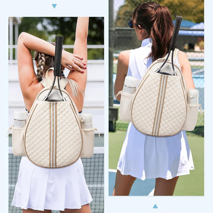 Tennis Bag, Quilted Tennis Sling Crossbody Backpack, Water Resistant Tennis Racket Bags for Women Men, Suitable for Pickleball Tennis Badminton