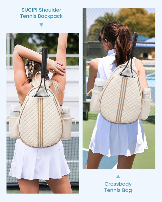 Tennis Bag Quilted Tennis Sling Crossbody Backpack Water Resistant Tennis Racket Bags for Women – product detail