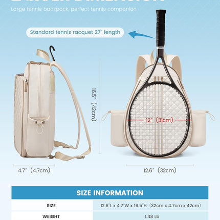 Tennis Bag, Quilted Tennis Sling Crossbody Backpack, Water Resistant Tennis Racket Bags for Women Men, Suitable for Pickleball Tennis Badminton