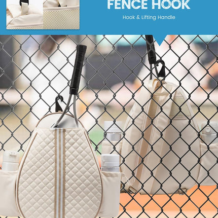 Tennis Bag, Quilted Tennis Sling Crossbody Backpack, Water Resistant Tennis Racket Bags for Women Men, Suitable for Pickleball Tennis Badminton
