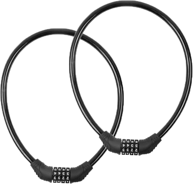 2 PACK Bike Locks Cable Anti Theft Bicycle Lock Chain 4 Digit Security Resettable Bike Combination