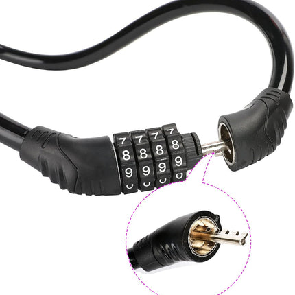 2 PACK Bike Locks Cable,Anti Theft Bicycle Lock Chain,4 Digit Security Resettable Bike Combination Lock Self Coiling Combination Cable Combo Bike Locks Without Mounting Bracket,2 Feetx1/2 Inch (Black)