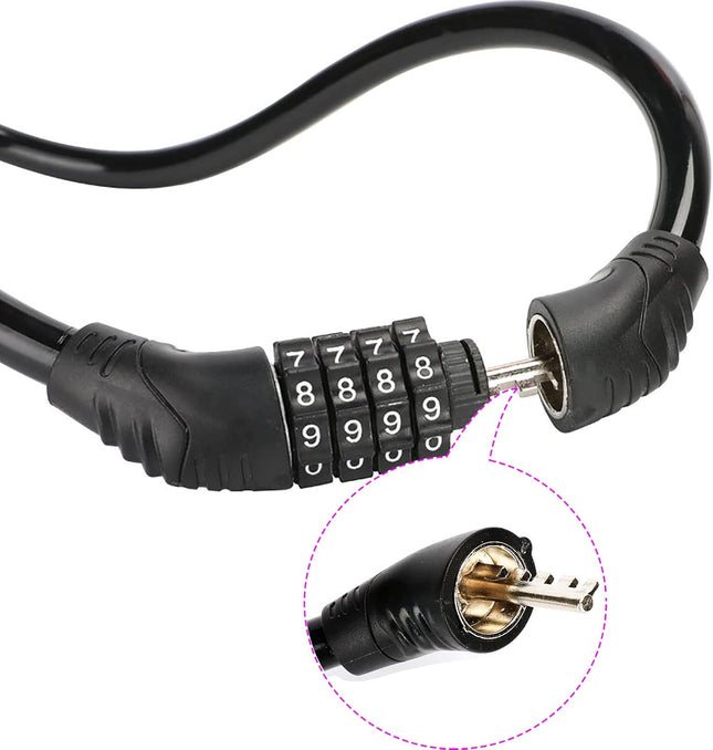 2 PACK Bike Locks Cable Anti Theft Bicycle Lock Chain 4 Digit Security Resettable Bike Combination – product detail