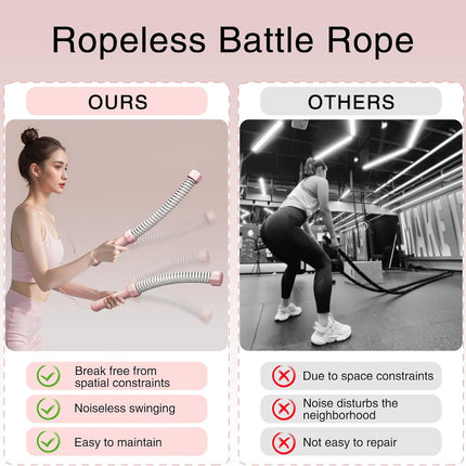 2PCS Weighted Ropeless Battle Ropes, 3.5 lbs in total, Heavy Duty Workout Rope for Home Gym with Training Poster, Portable Workout Rope for Strength Training, HIIT, Cardio, Non-Slip Grip, Fitness Equipment for Men & Women