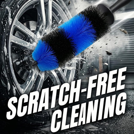 Master Wheel & Tire Brush, Easy Reach Wheel and Rim Deng Brush Long Soft Bristle, Car Tire Brush, Wheel Scrub Brush, Multipurpose use for Wheels Rims Exhaust Tips Motorcycles (Blue)
