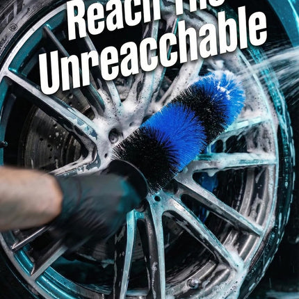 Master Wheel & Tire Brush, Easy Reach Wheel and Rim Deng Brush Long Soft Bristle, Car Tire Brush, Wheel Scrub Brush, Multipurpose use for Wheels Rims Exhaust Tips Motorcycles (Blue)