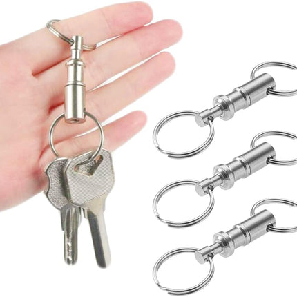 3 Pack Quick Release Detachable Keychain Dual Pull Apart Key Chain Spring Split Snap Separate Double Key Ring Lock Valet Keys Flashlights DIY Crafts Accessories
