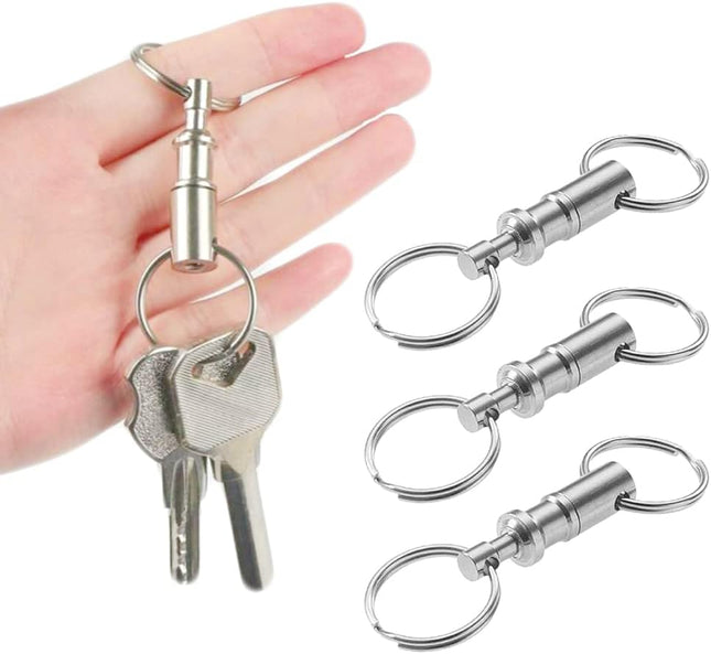 3 Pack Quick Release Detachable Keychain Dual Pull Apart Key Chain Spring Split Snap Separate