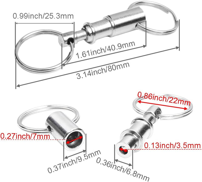 3 Pack Quick Release Detachable Keychain Dual Pull Apart Key Chain Spring Split Snap Separate – product detail