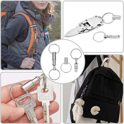 3 Pack Quick Release Detachable Keychain Dual Pull Apart Key Chain Spring Split Snap Separate Double Key Ring Lock Valet Keys Flashlights DIY Crafts Accessories